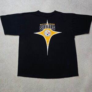 Pittsburgh Steelers Starter T‎ Shirt Black Men's NFL Vintage Graphic Tee
